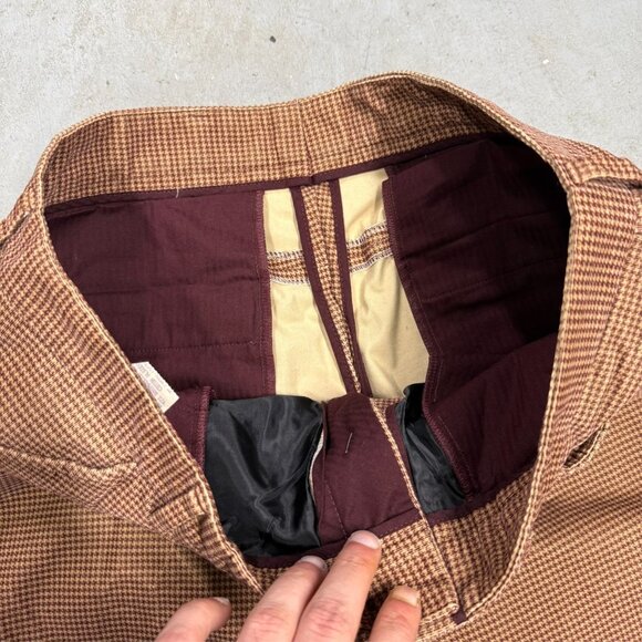 Hugo Boss Corduroy Pants Houndstooth Soft Brown "Newman" Stretch Cotton 36x32 - Picture 4 of 11